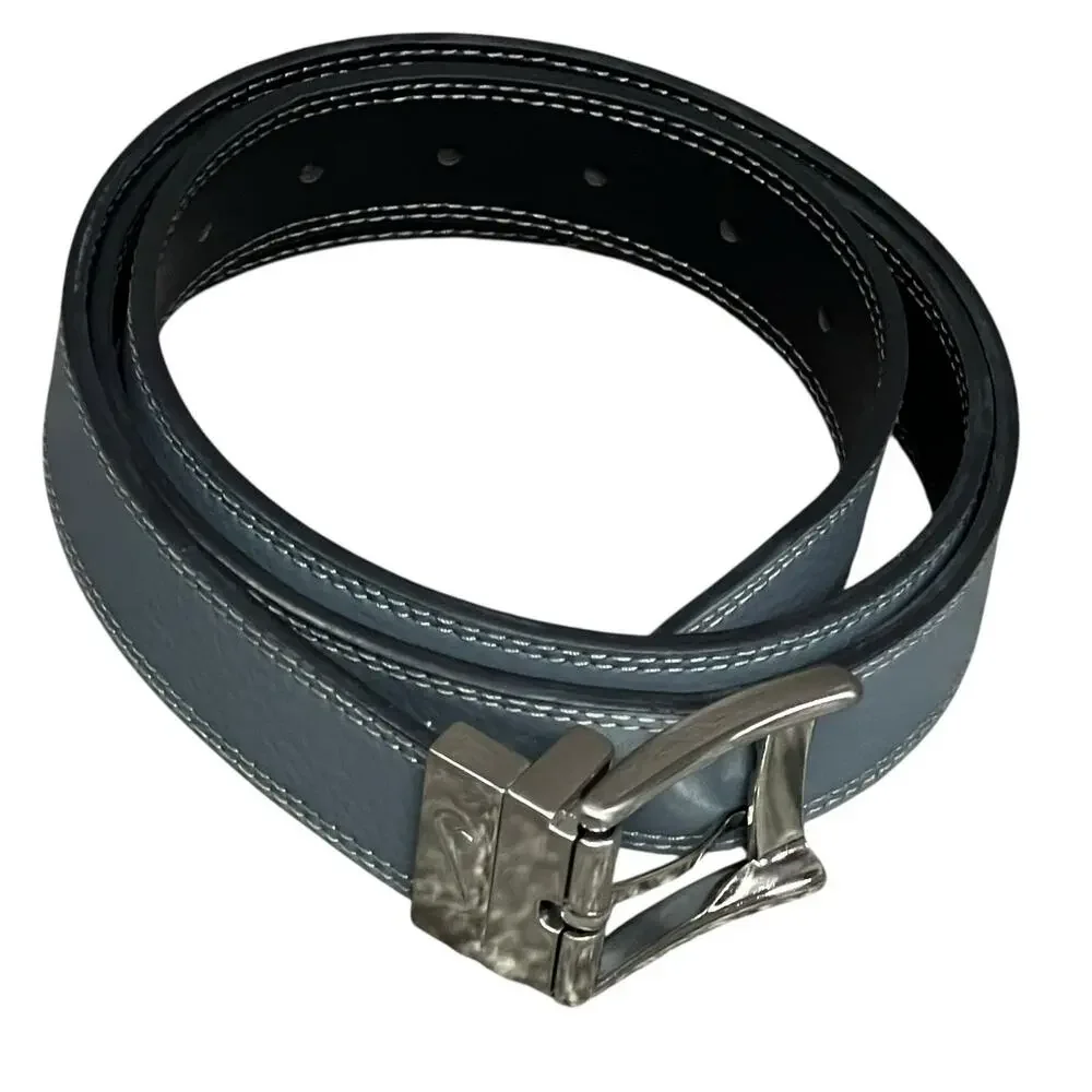 Nike‎ Golf Belt Mens XL Black Gray Double Row Stitch Reversible Swoosh Athletic